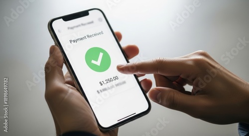 Payment received notification on smartphone screen confirming transaction success