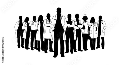 Medical professionals standing together in a line
