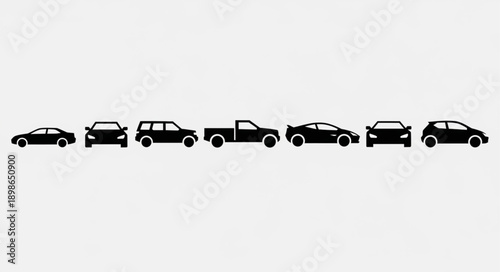 Collection of diverse vehicle silhouettes lined up in a row.