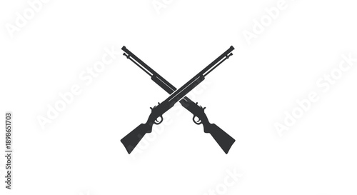 Silhouette of Crossed Antique Rifles or Shotguns Representing Traditional Hunting Emblem