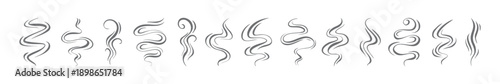 Smoke, aroma lines icon. Doodle Wavy Smoke lines symbol sketch style hand drawn