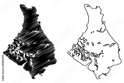 North Andros island (Commonwealth of The Bahamas, Cenrtal America) map vector illustration, scribble sketch North Andros map