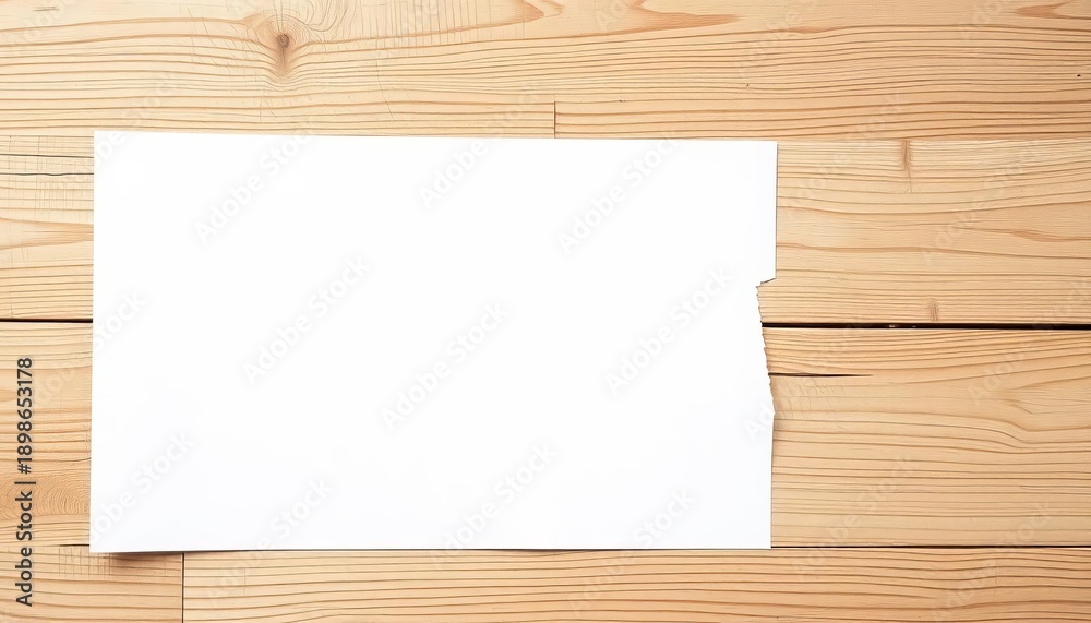 Naklejka premium A blank sheet of white printer paper lies flat on a wooden surface, recycled, clean