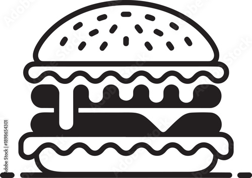 Black and white of a double cheeseburger food