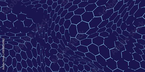 Scientific, technological molecular medical background. hexagon DNA network, science chemical and biotechnology concept, innovation technology. Abstract geometric background with hexagon design. black