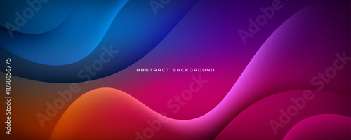 3D colorful abstract background on dark space with flowing waves effect decoration. Modern graphic design element glowing cutout style concept for web banner, art, flyer, card, or brochure cover