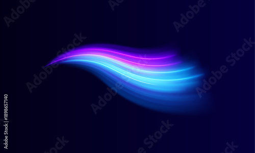 Neon light spirals twist and ripple across a cyberpunk background. Sparks scatter dynamically along curved paths. Motion lines convey acceleration and speed. 
