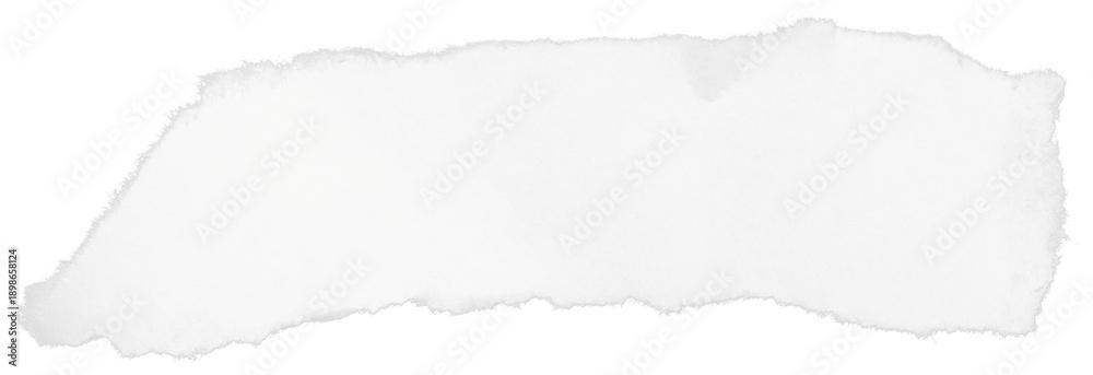 Fototapeta premium Textured piece of white torn paper with feathered edges, providing copy space, isolated on a transparent backdrop