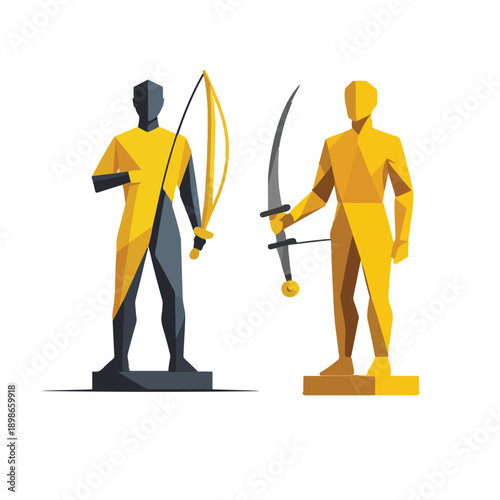 Generic Golden Standing Trophy Figure Flat Vector Icon