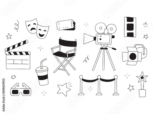 Hand Drawn Cinema Doodle Icons