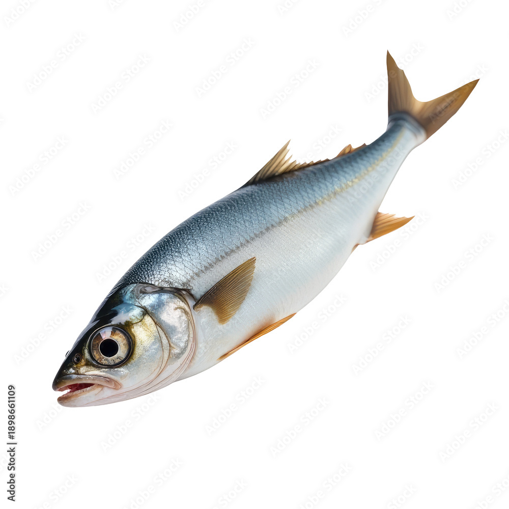 Fototapeta premium A fish is lying down on a white surface, ready for photography
