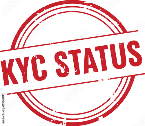 KYC status stamp seal with red color and distressed texture on white background