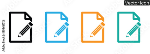Vibrant document icons with pencil for creative writing and editing needs