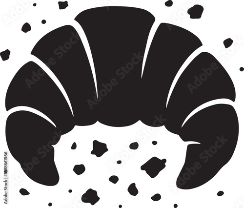 Croissant crumb silhouette vector
