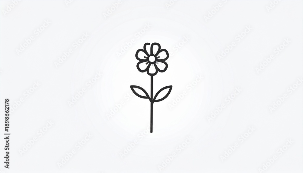 Obraz premium Hand drawn black and white daisy flower illustration minimalist line art vector