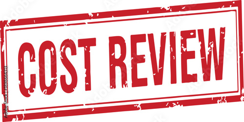Red cost review text stamp on white background  business concept