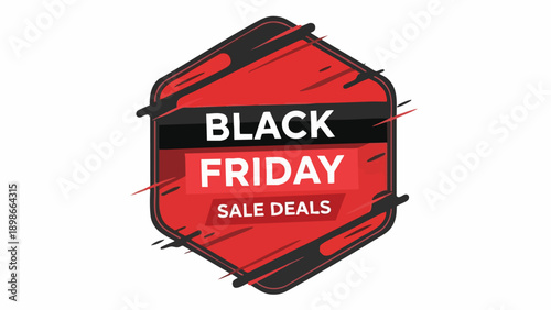 A bold red and black Black Friday sale deals icon on a clean background