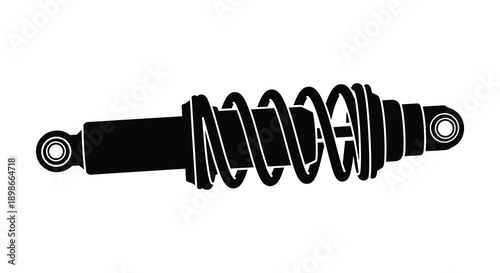 A detailed black and white illustration of a vehicle shock absorber component showcasing its internal structure silhouette high quality professional modern elegant