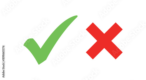 A vibrant image displays a green checkmark alongside a red cross visually representing positive and negative confirmations silhouette high quality