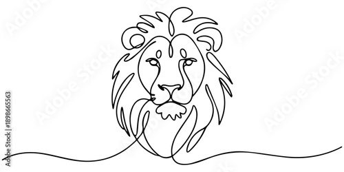 Lion roaring portrait side face, Continuous line art drawing style, Design template linear minimal style. Vector design illustration, Lion portrait face continuous line art drawing, Design template