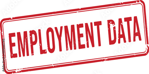 Red employment data stamp isolated on transparent background for business concept