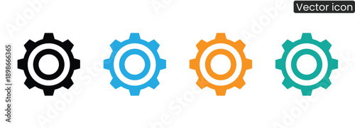 Vibrant gear icons in black, blue, orange, and green for business or tech projects