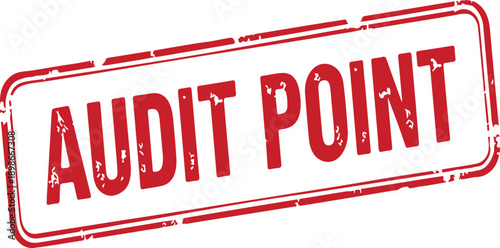 Red grungy audit point rubber stamp on transparent background