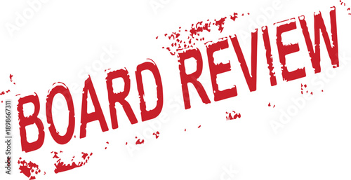 Red grungy BOARD REVIEW rubber stamp on white background