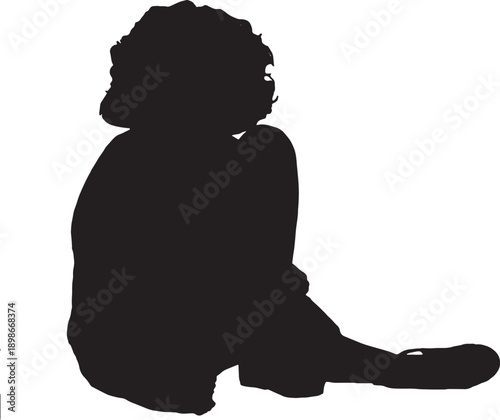 vector, silhouette Woman sitting on the floor