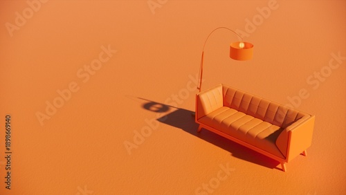 Fotografija sofa and standing lamp aesthetic with orange theme