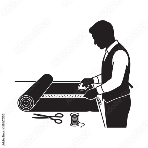 Tailor Measuring Fabric with Tools