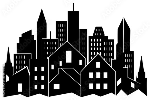 Abstract Urban Mass Geometry Black Silhouette Vector