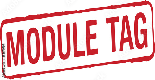 Red module tag text stamp on white background