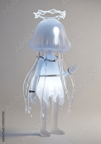 Glass jellyfish robot lamp isolated white background
