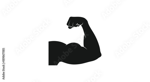 A striking black depiction of a flexed bicep and forearm symbolizing strength power and physical fitness silhouette high quality professional