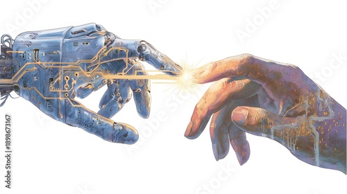 Human and robotic hand touching