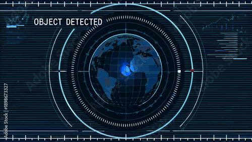 Object detected a radar screen focuses on planet earth with a bright signal