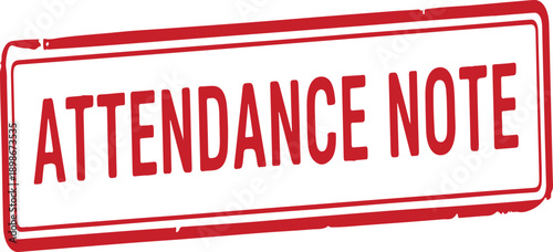 Red rubber stamp with attendance note text on white background
