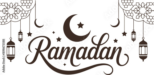 arabic ramadan kareem calligraphy lettering ramadhan greeting text for ramzan mubarak with lantern islamic pattern background