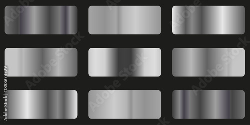 Golden silver. Silver gradient. shiny metal vector collection, vector illustration.