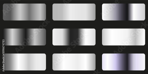 Golden silver. Silver gradient. shiny metal vector collection, vector illustration.