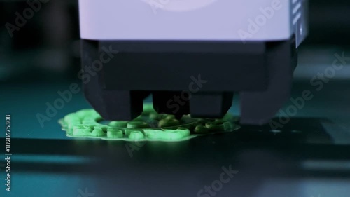The Precise Operation of 3D Printer Creating Thin Object in Workshop
