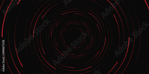 3D red black dynamic techno background on dark space. Tech banner with rotating circles style decoration. Modern graphic design element. Motion lines concept for web, flyer, card, or brochure cover