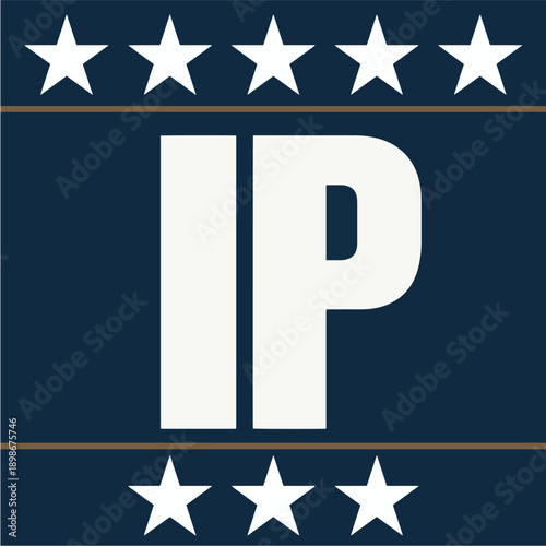 Bold IP initials on a dark blue background with white stars, representing intellectual property or important information.
