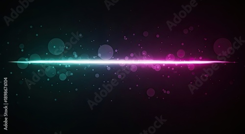 Dynamic Neon Light Streak with Bokeh Effect on Dark Background.