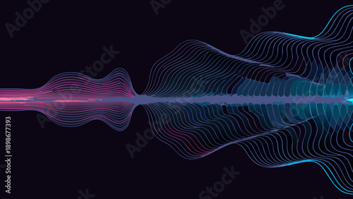 Abstract waveform visualization with vibrant blue and pink neon lines
