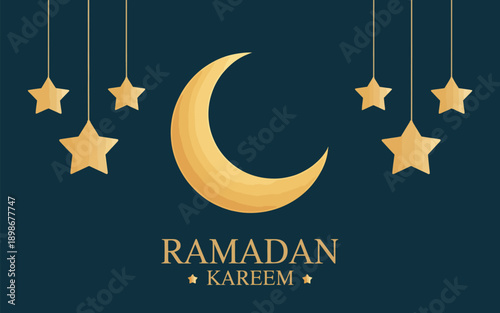 Ramadan, vector illustration, featuring a beautiful mosque, with a golden dome and crescent moon, perfect for Islamic holidays, cultural designs, religious events, and spiritual themes.