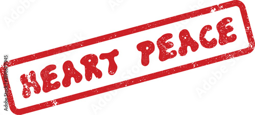 Serene red heart peace rubber stamp representing inner calm tranquility and mindful harmony