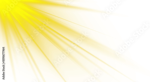Radiant yellow sun shines with sparkling rays and glowing beams.
