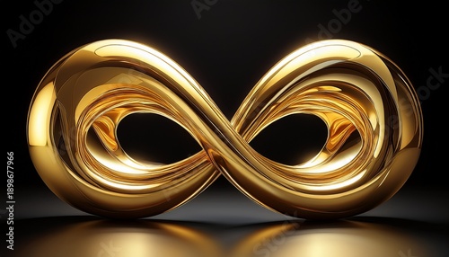 a glossy golden abstract sculpture resembling two connected ovoid forms on black
